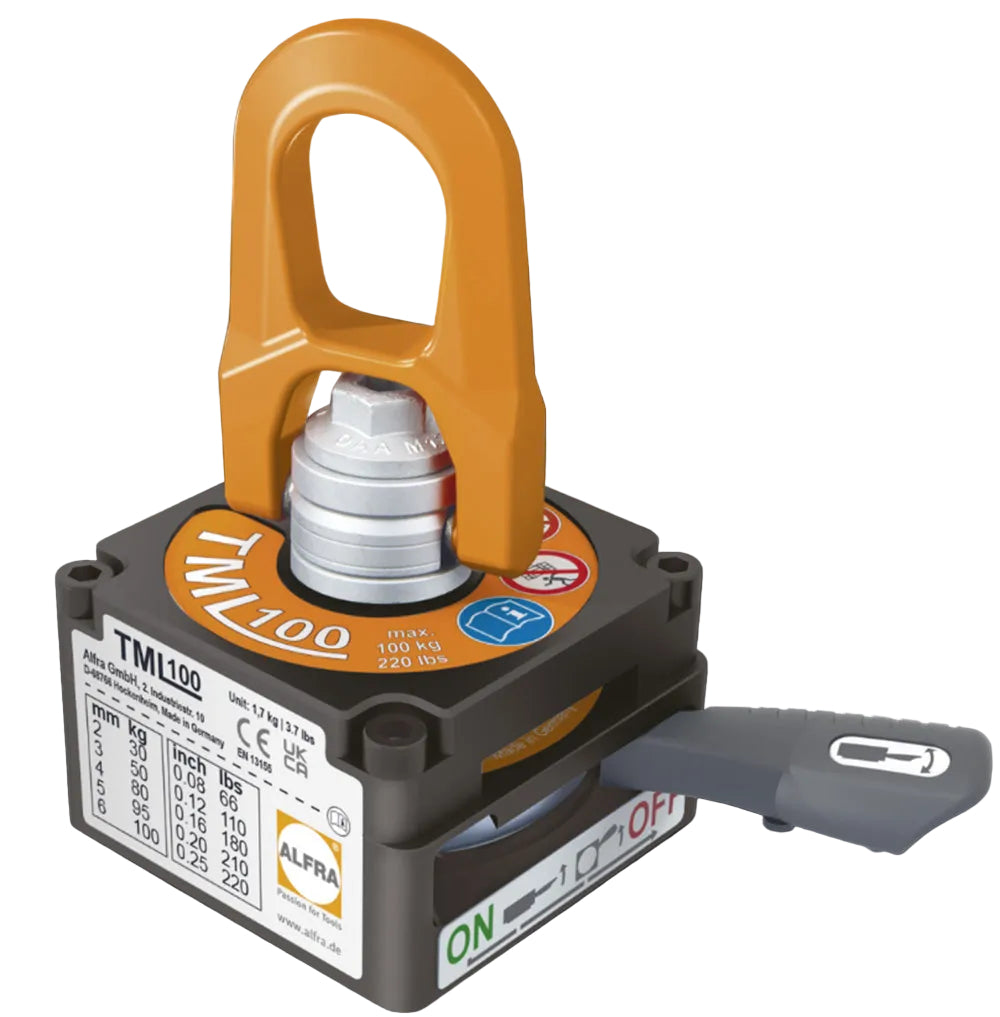 100kg TML Lifting Magnet with Swivel Eye Front view