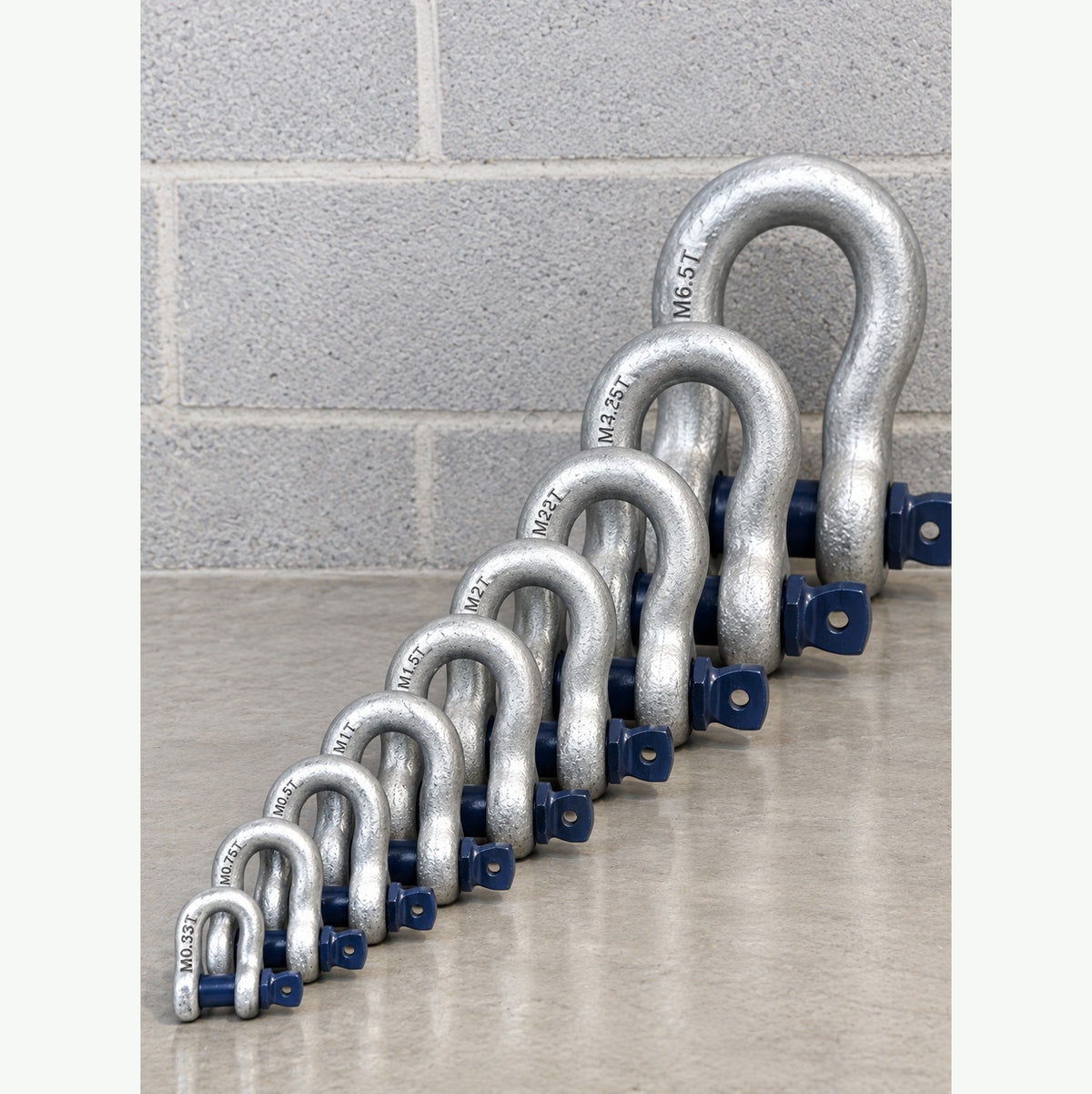 Blue Pin Bow Shackles with Screw Collar Pin size image
