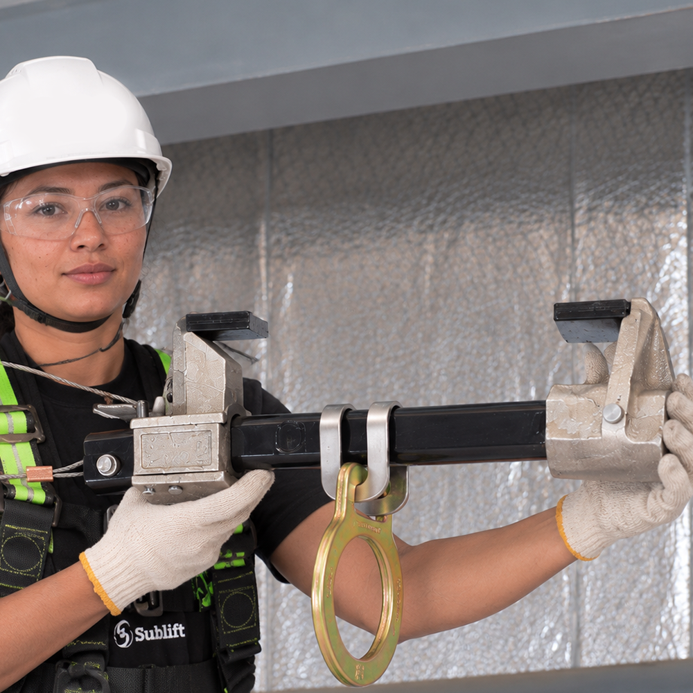 Worker Presenting compact beam Anchor