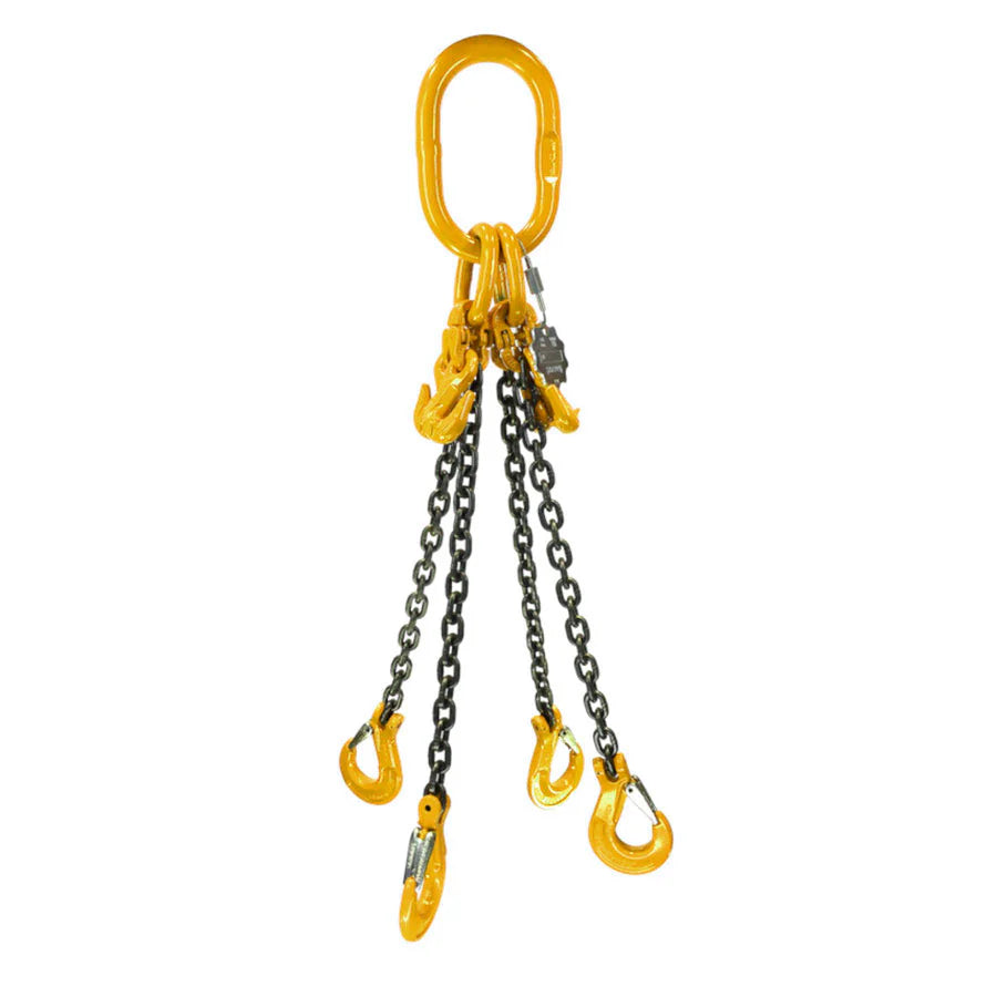 4.2 Ton Grade 8 Four Leg Chain Sling with Shorteners and Sling Hooks + Safety Course