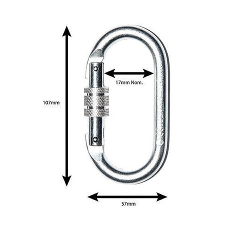 Guardian Steel Karabiner with Screwgate and 17mm Gate Opening