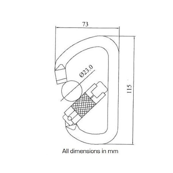 Guardian Steel Triple Lock Karabiner with Twistlock and 20mm Gate Opening