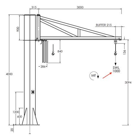 Professional jib crane supporting material handling in a UK environment
