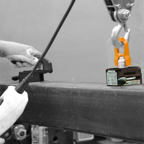 100kg TML Lifting Magnet with Swivel Eye in use