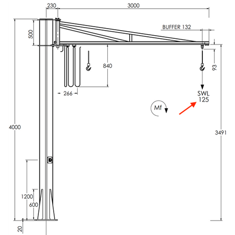 Workshop jib crane system positioned for precise load movement