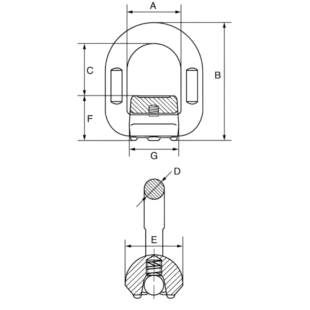 Cobra Grade 80 Weld on D Ring technical drawing