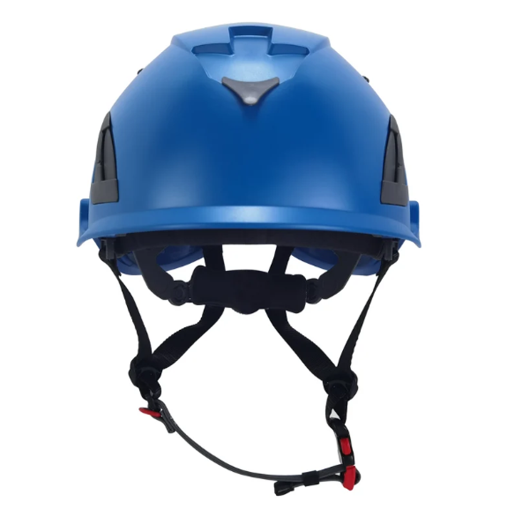 Construction safety Blue helmet Back view