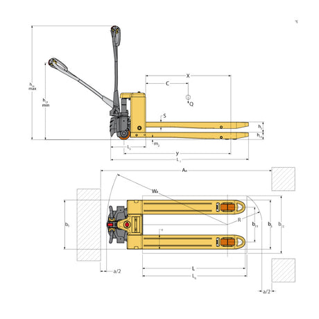 GT Electric Pallet Truck Technical Drawing image