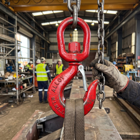 GT Alloy Steel Swivel Hook with Safety Catch being used