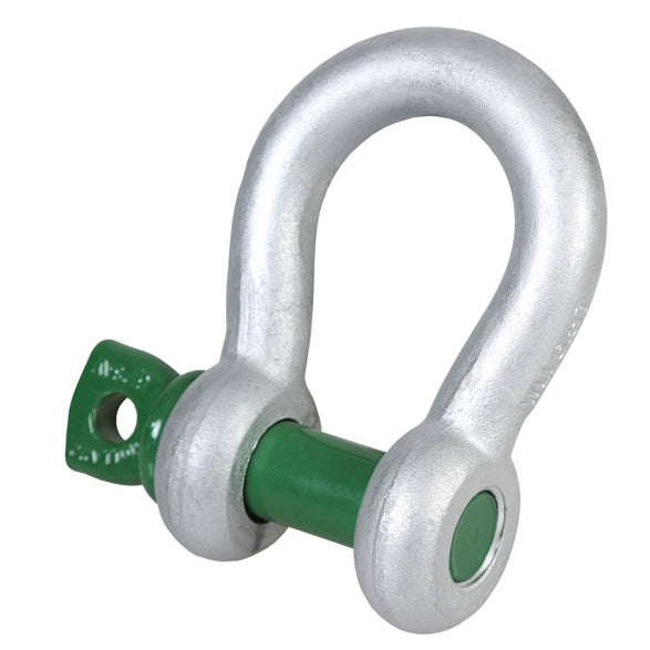 Grade 6 standard bow shackle with green screw collar pin