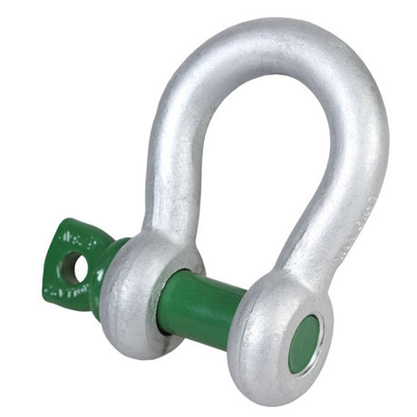 Grade 6 standard bow shackle with green screw collar pin