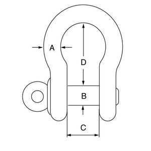 Stainless Steel Collar Pin Bow Shackle technical drawing