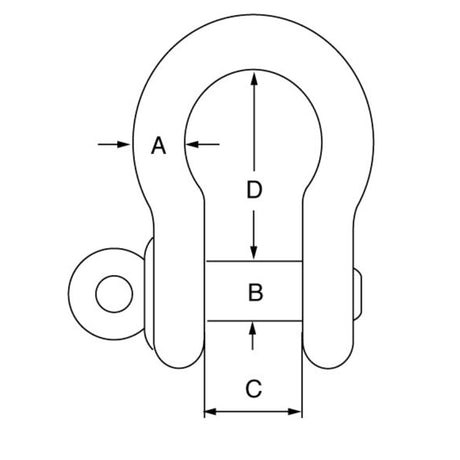 Stainless Steel Collar Pin Bow Shackle technical drawing