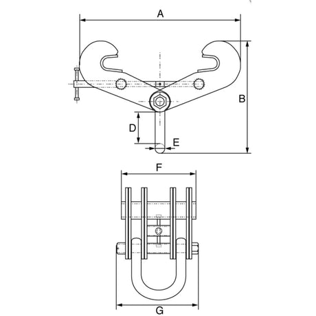 Viper Adjustable Large Beam Clamp VBC Technical drawing