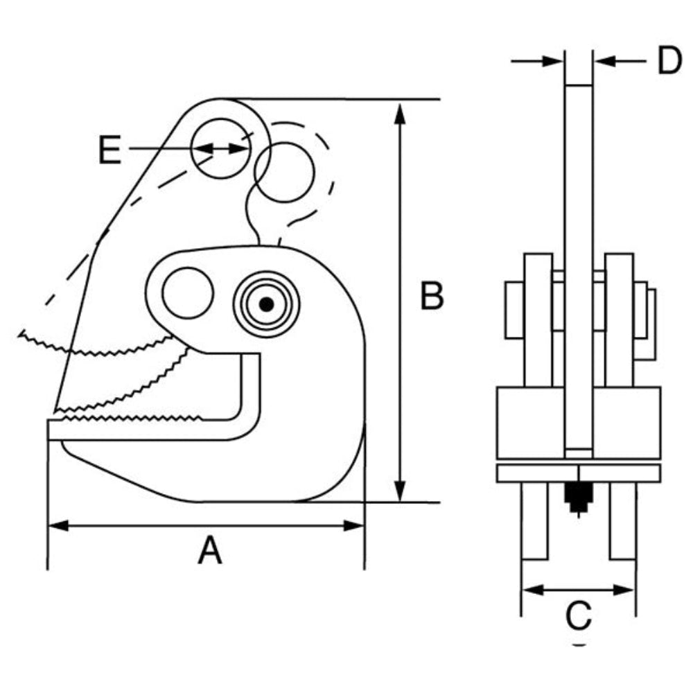 Viper Horizontal Plate Lifting Clamp VHPCX PDB technical drawing