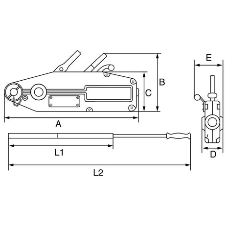 Viper Wire Rope Pulling Winch technical drawing
