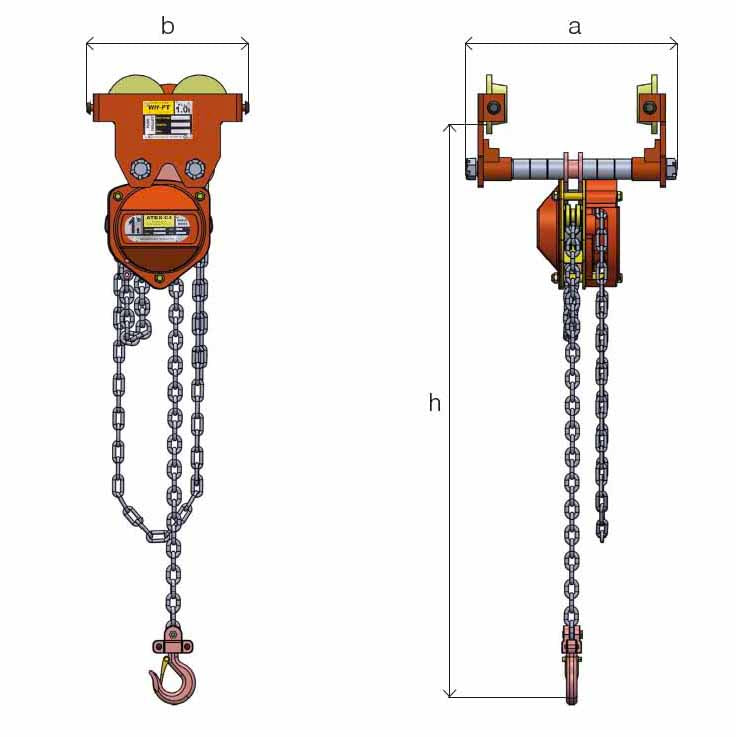 2 Ton William Hackett Combined Chain Hoist and Push Trolley - ATEX