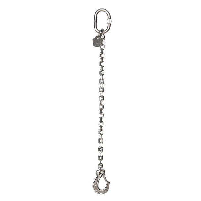 2.45 Ton Cromox Stainless Steel Single Leg Chain Sling with Clevis Sling Hook + Safety Course