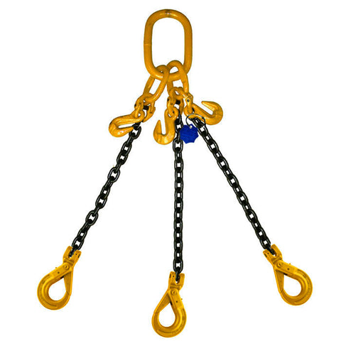 6.7 Ton Grade 8 Three Leg Chain Sling with Shorteners and Self-Locking Hooks