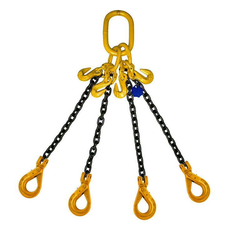4.2 Ton Grade 8 Four Leg Chain Sling with Shorteners and Self-Locking Hooks
