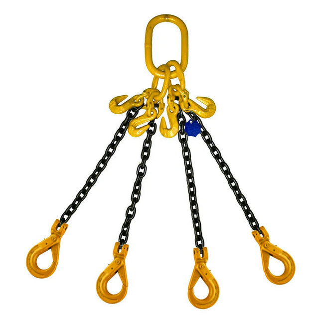 4.2 Ton Grade 8 Four Leg Chain Sling with Shorteners and Self-Locking Hooks + Safety Course