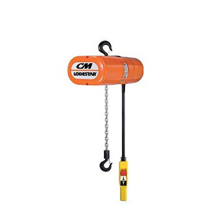 CM Lodestar 110v Electric Chain Hoist with Push Trolley & Chain Bag