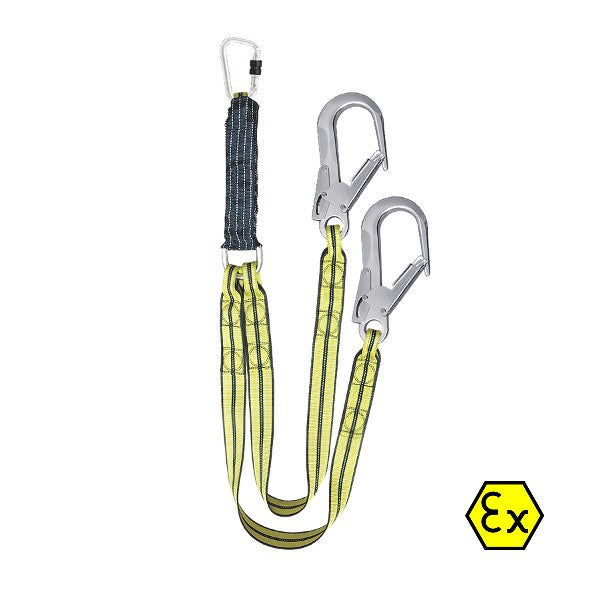 Kratos ATEX Antistatic Forked Webbing Lanyard - Shock Absorbing