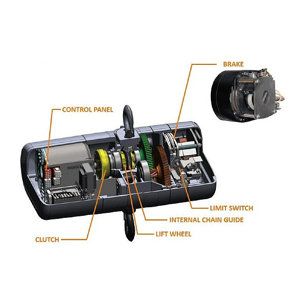 CM Lodestar 110v Electric Chain Hoist with Top Hook & Chain Bag